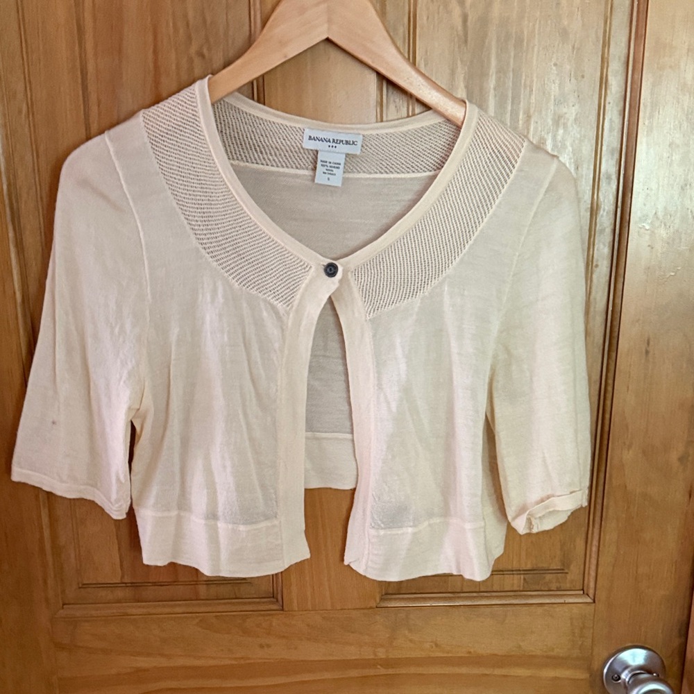 Banana Republic Light Tan Cropped Cardigan